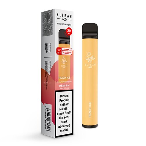 ElfBar 600 – Peach Ice 20mg/ml Nikotin mit Steuermarke